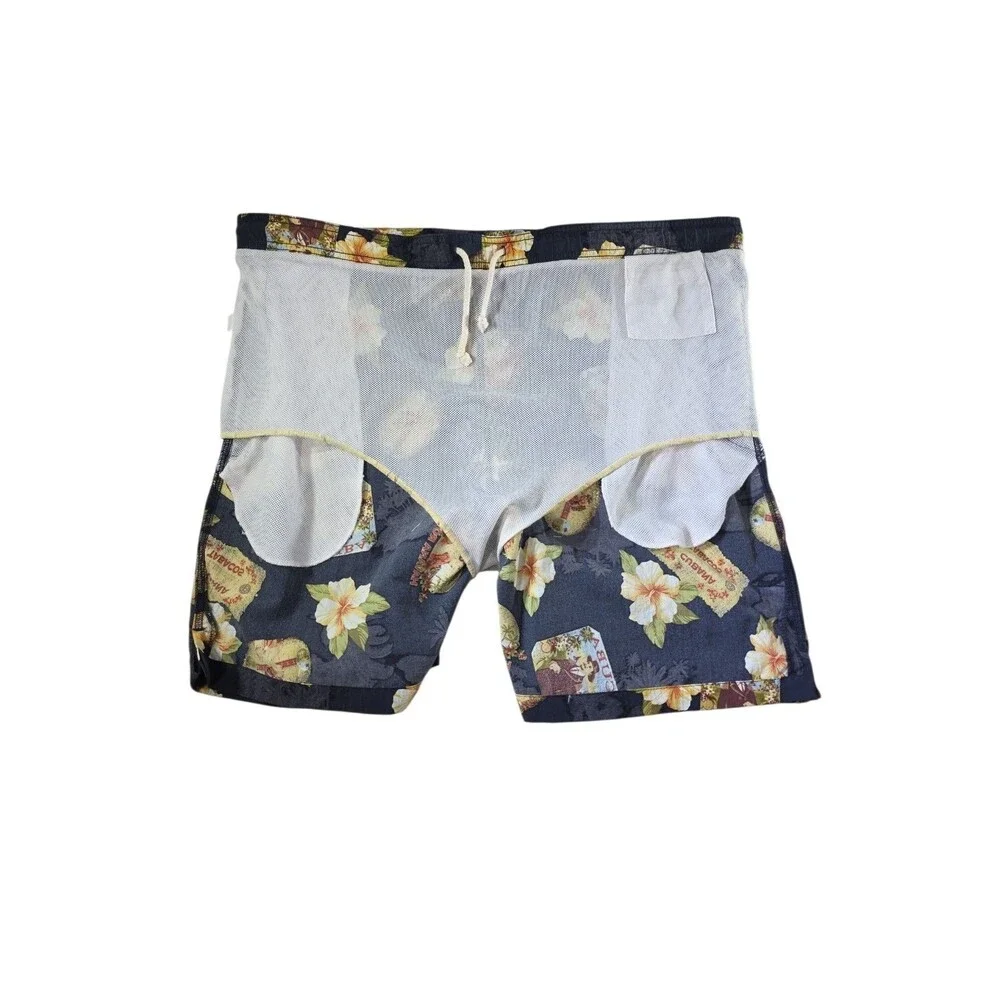 Breakwater Mens XL Board Shorts Havana Cuba Cigar Tobacco Mesh Lined Floral
